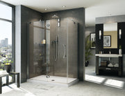 Lexus Right Handed Rectangle Hinge 2 sided Shower Door with Twist Handle & Round Towel Bar - 35"