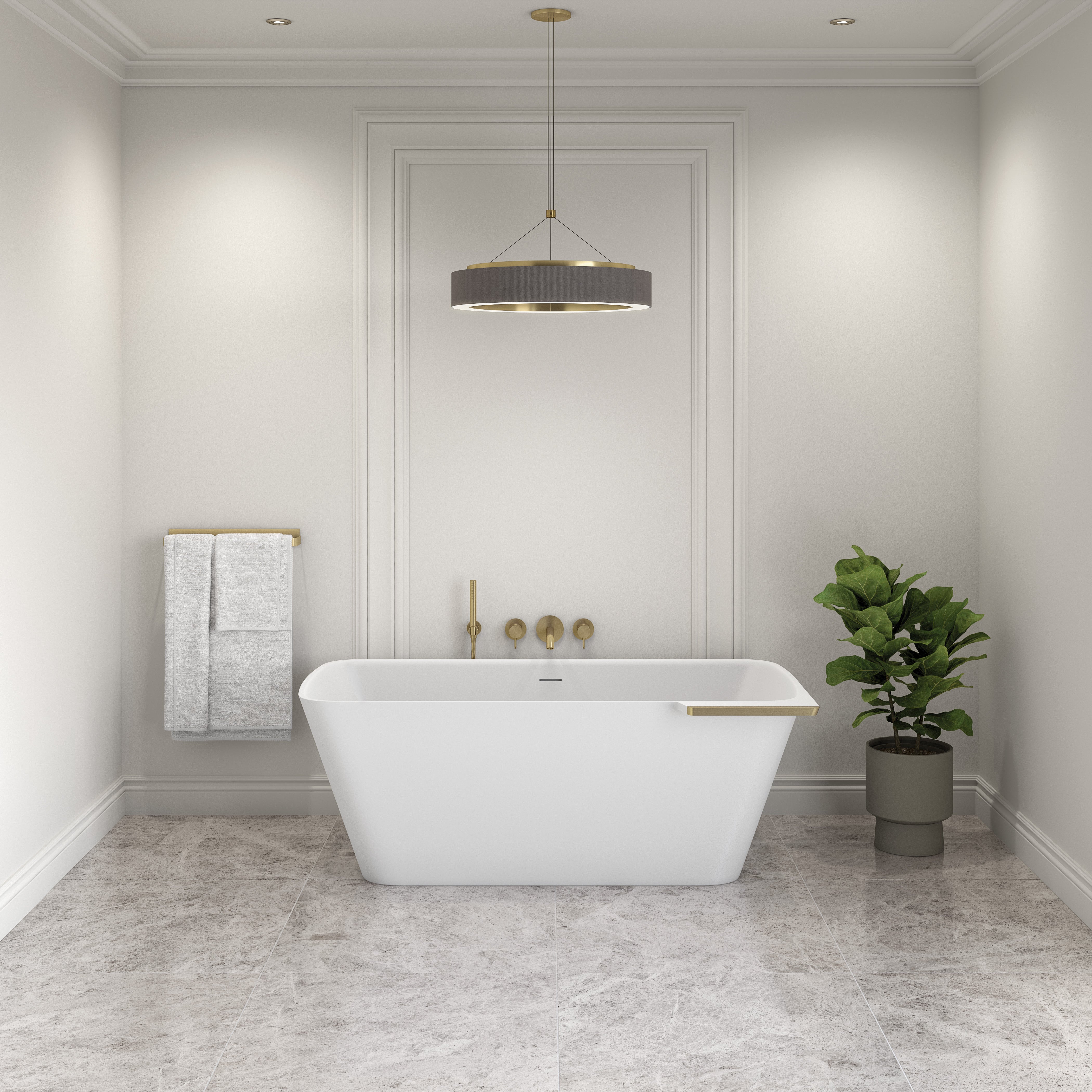 Lukas Solid Surface Bathtub with Metal Trim – BTLK6433 (Left/Right)