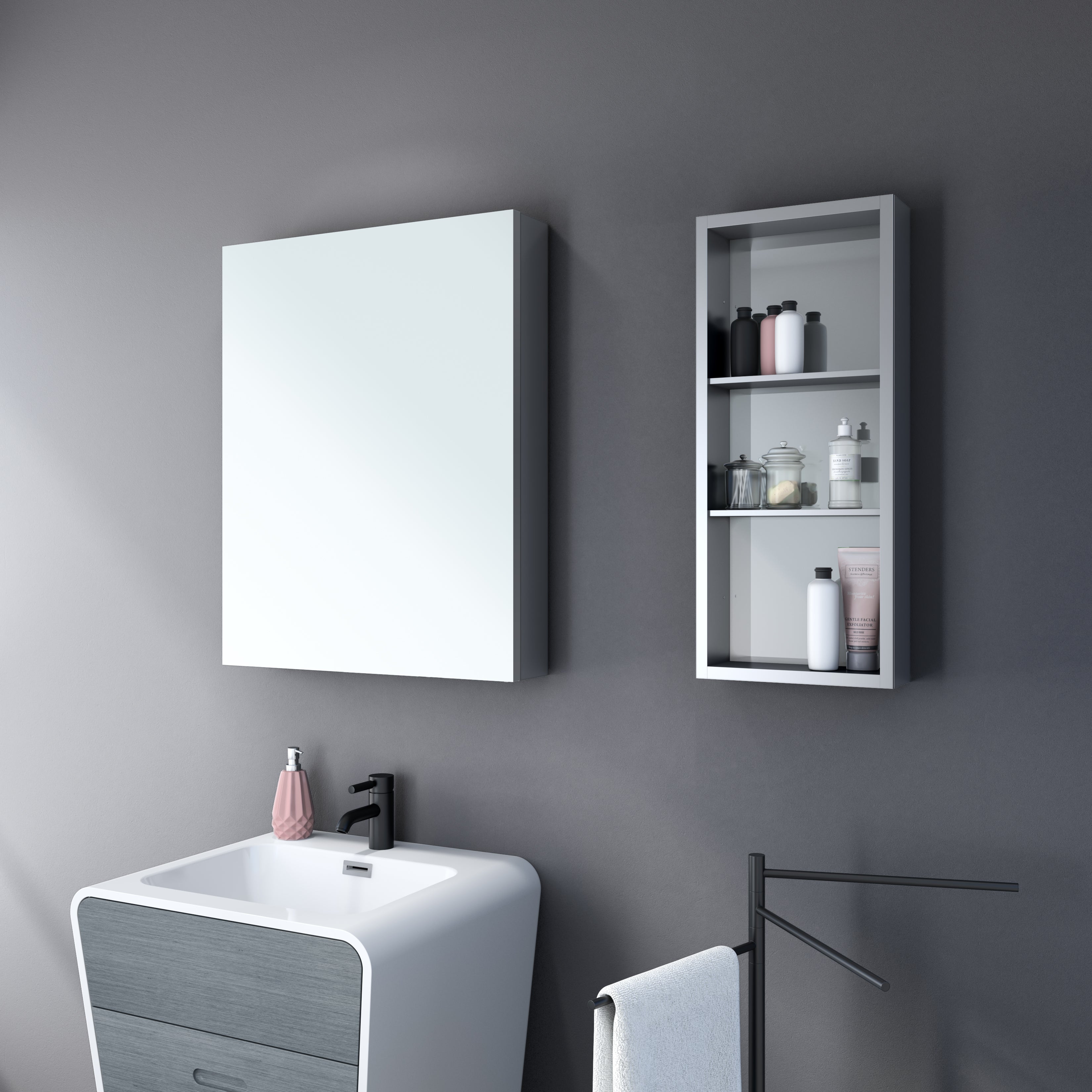 Mirror Tower Shelf Medicine Cabinet