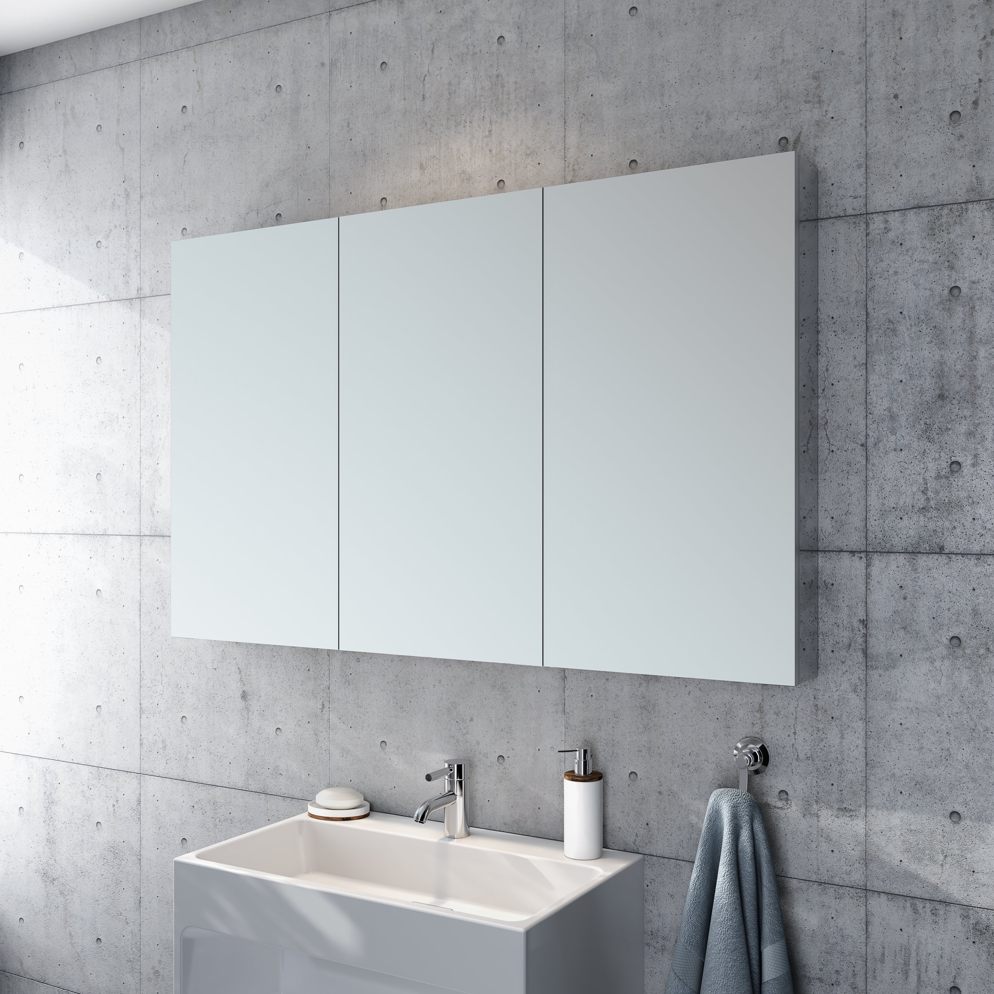 Tri-view flat edge Medicine Cabinet