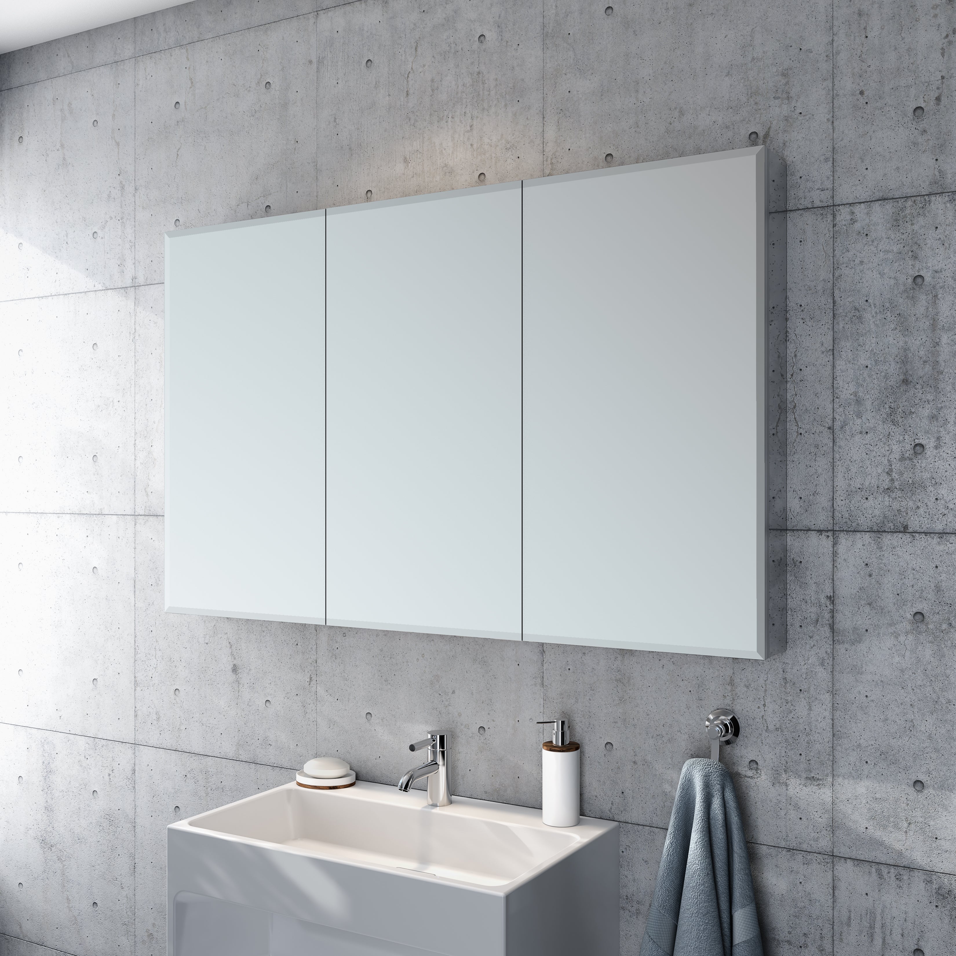 Tri-view beveled edge Medicine Cabinet