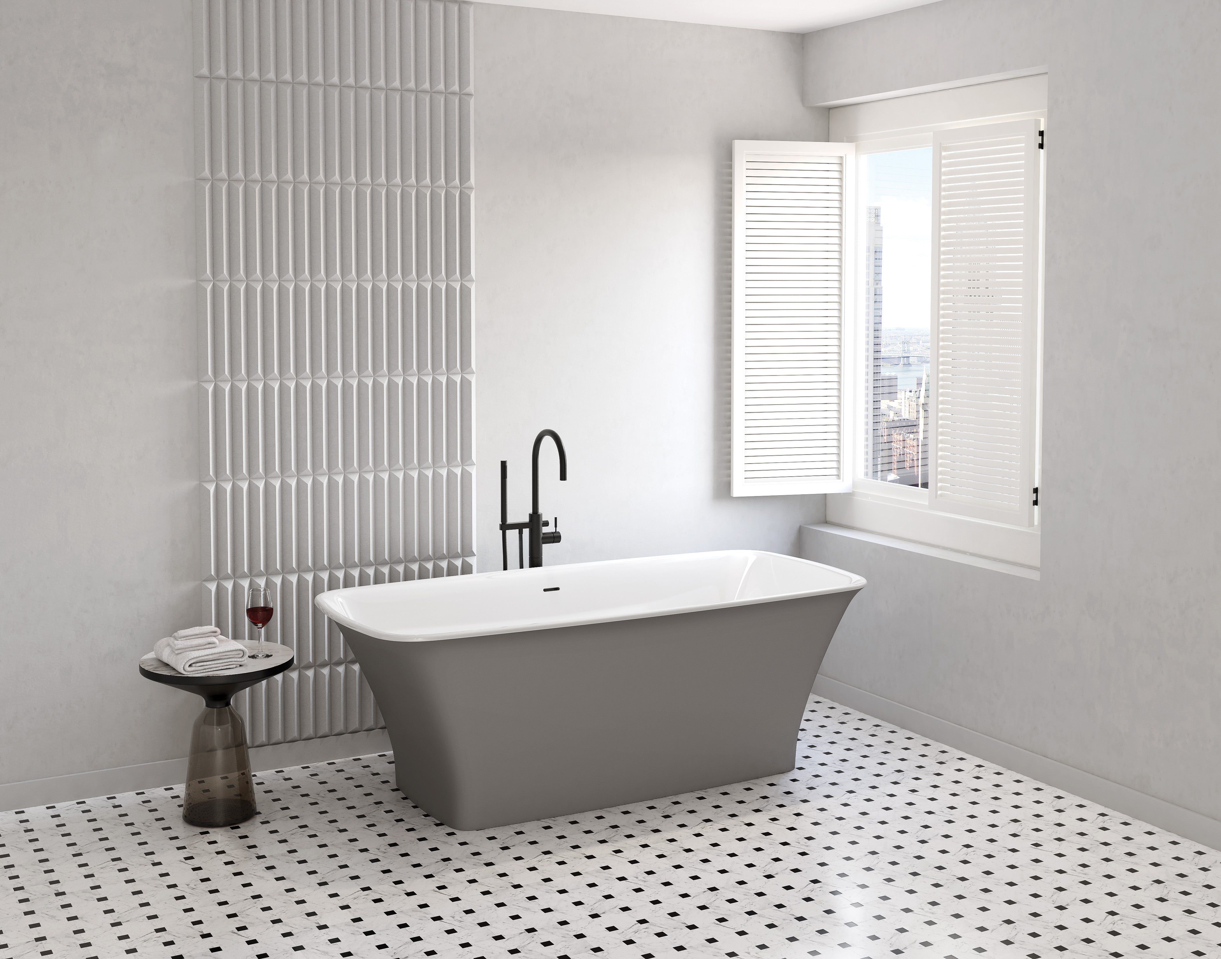 Fleurco Lys 66" Freestanding Solid Surface Tub – Multiple Models (BTLY6631)