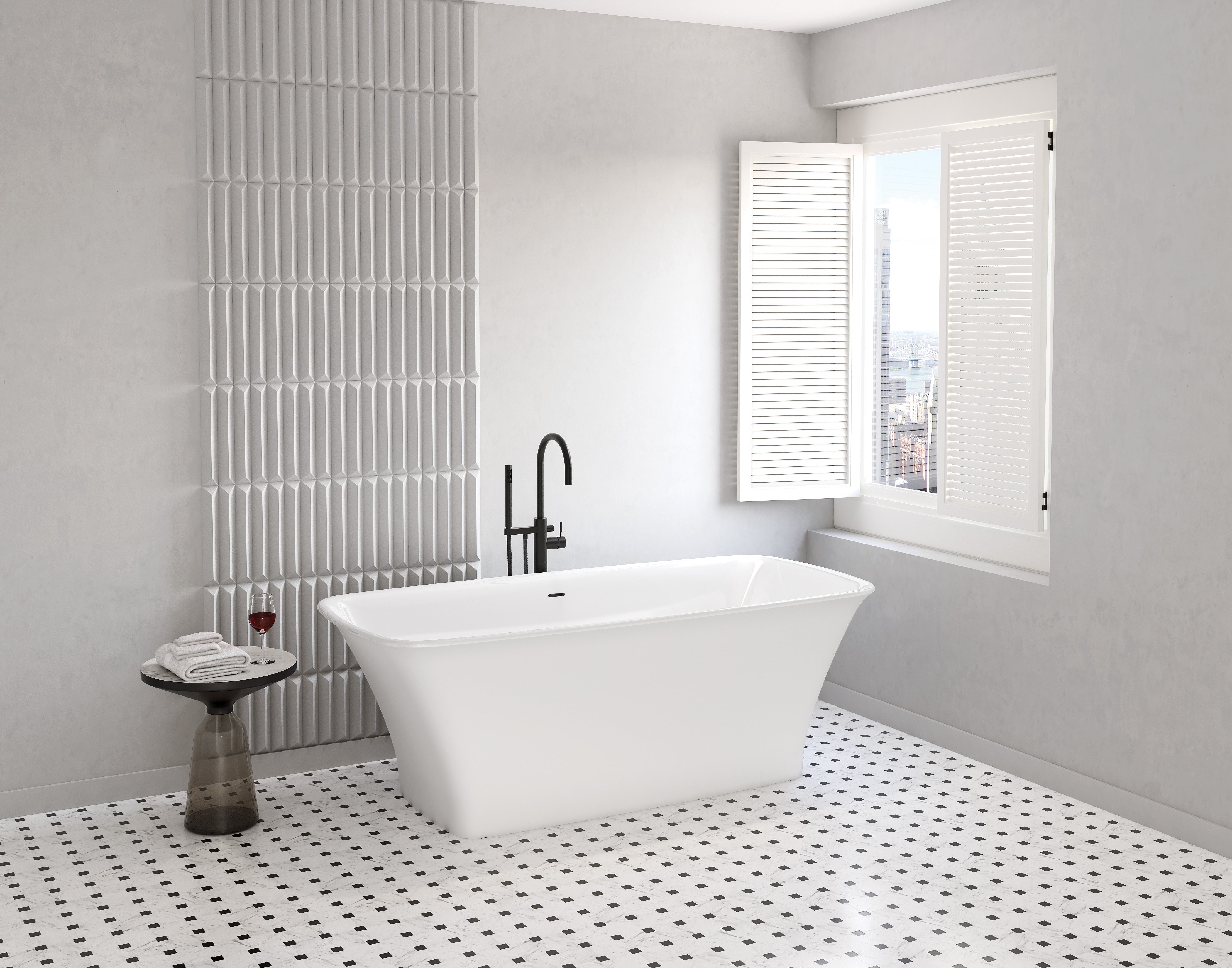 Fleurco Lys 66" Freestanding Solid Surface Tub – Multiple Models (BTLY6631)