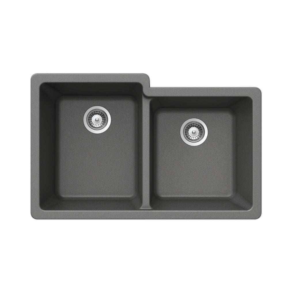 Houzer Quartztone 33" Granite Composite Undermount 60/40 Double Bowl Kitchen Sink
