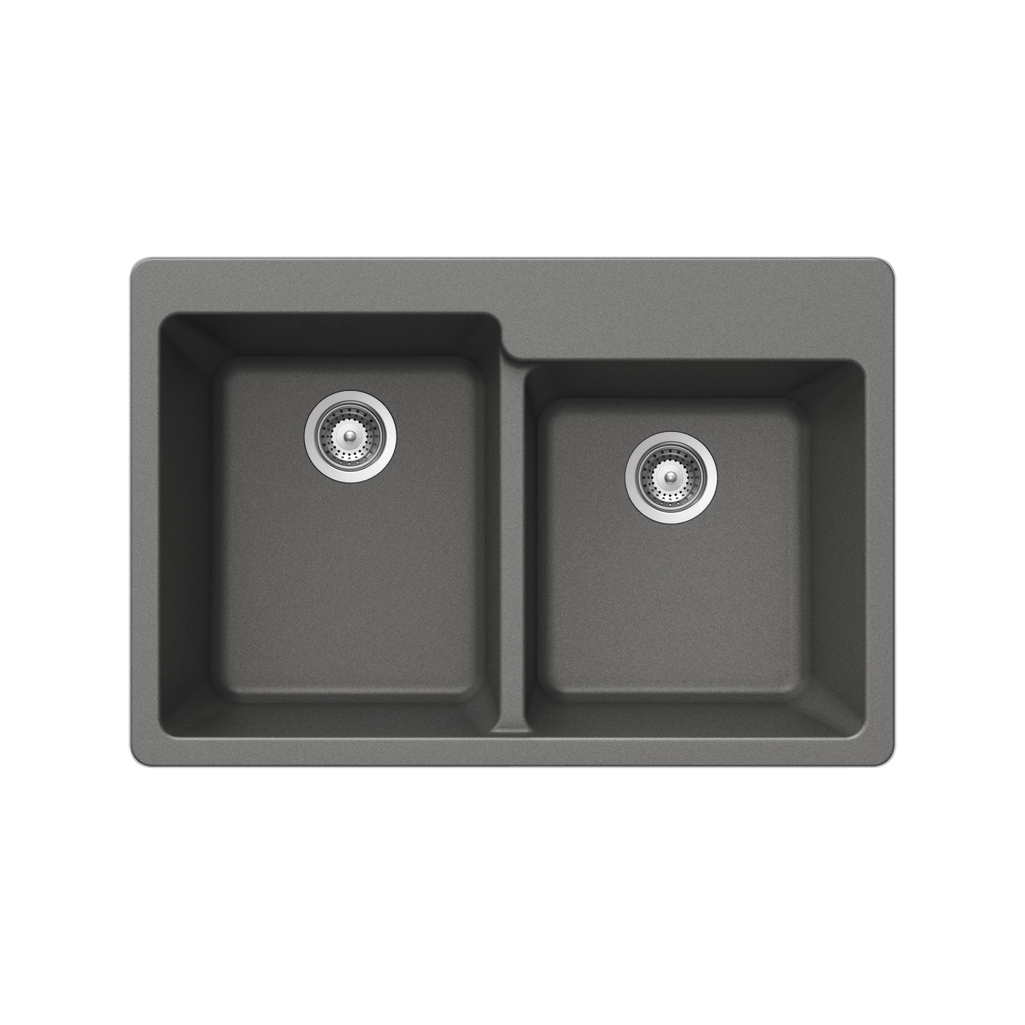 Houzer Quartztone 33" Granite Composite Drop-in Topmount 60/40 Double Bowl Kitchen Sink
