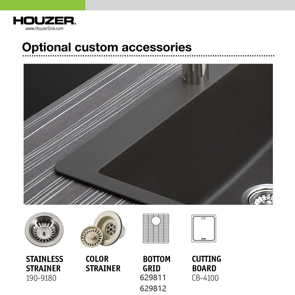 Houzer Cassiano 33 inch Granite Composite Undermount 50/50 Double Bowl Kitchen Sink - M-200U