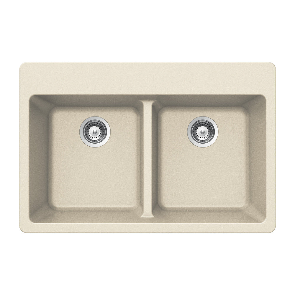 Houzer Cassiano 33 inch Granite Composite Drop-in Topmount 50/50 Double Bowl Kitchen Sink - M-200