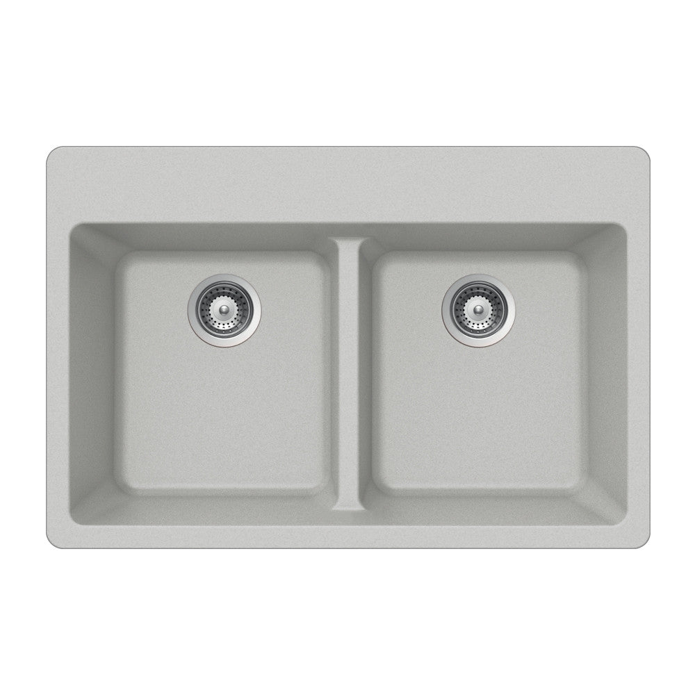 Houzer Cassiano 33 inch Granite Composite Drop-in Topmount 50/50 Double Bowl Kitchen Sink - M-200
