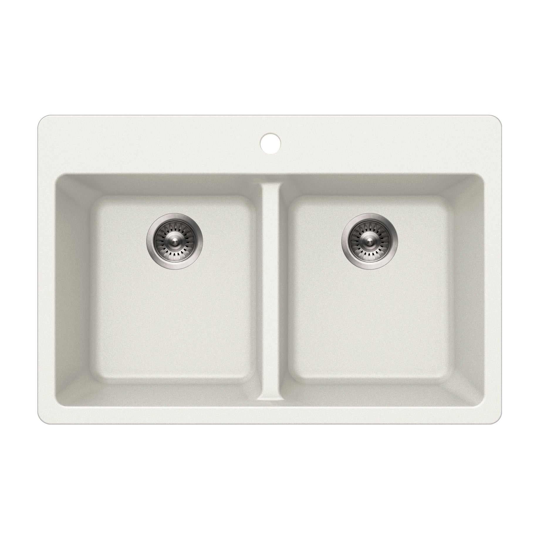 Houzer Quartztone 33 inch Granite Composite Drop-in Topmount 50/50 Double Bowl Kitchen Sink - M-300