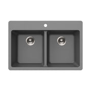 Houzer Quartztone 33 inch Granite Composite Drop-in Topmount 50/50 Double Bowl Kitchen Sink - M-300