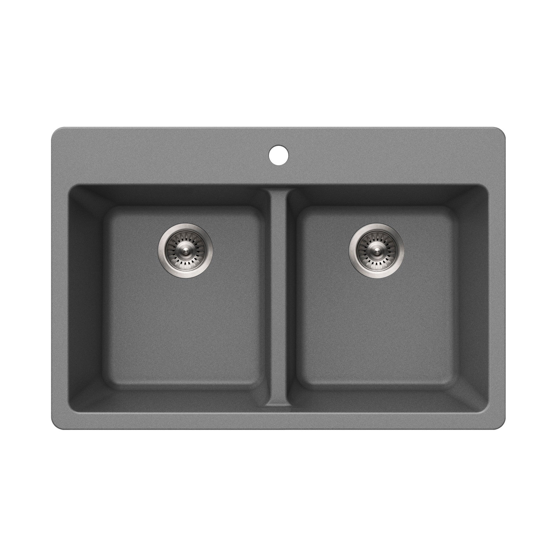 Houzer Quartztone 33 inch Granite Composite Drop-in Topmount 50/50 Double Bowl Kitchen Sink - M-300