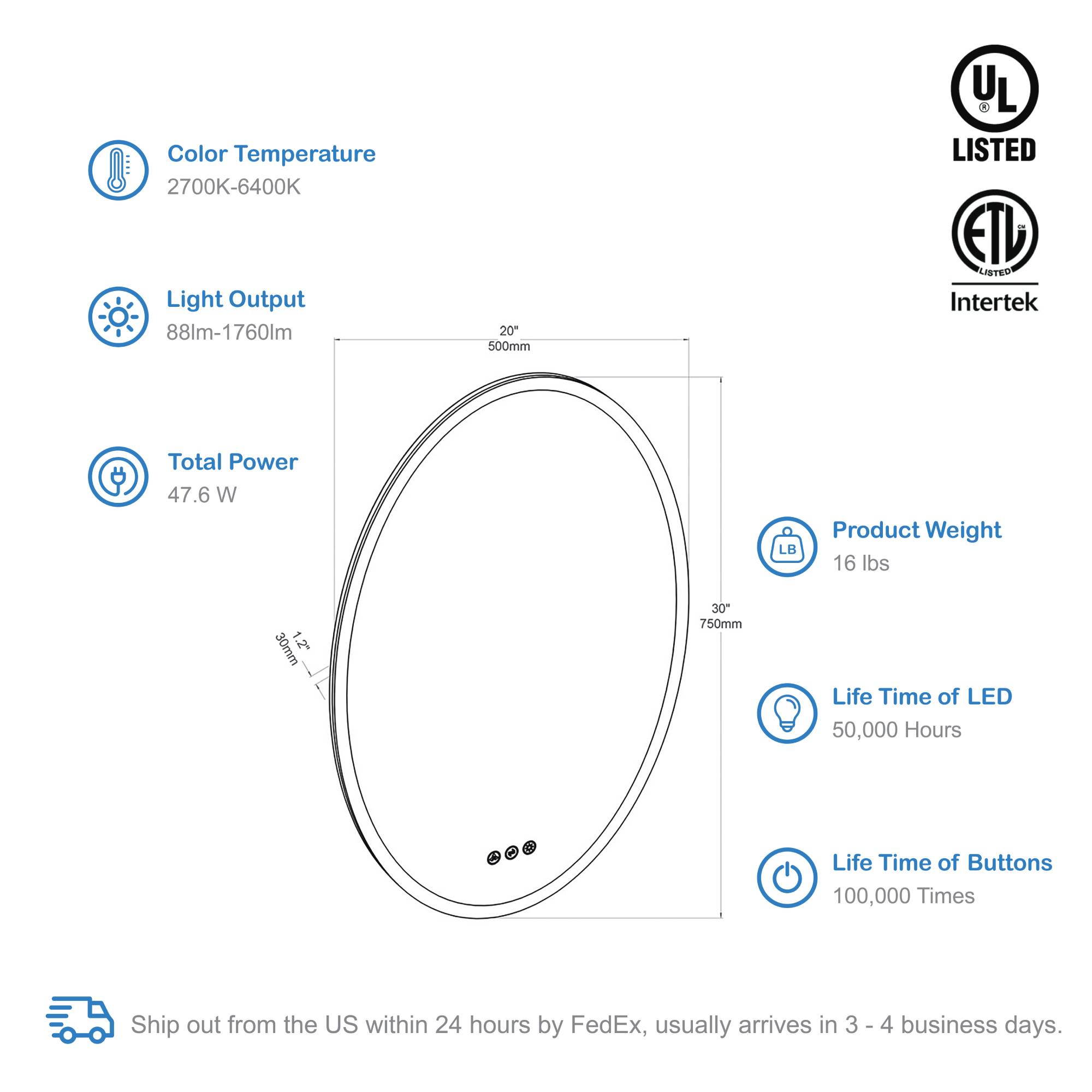 Blossom Oval LED Mirror LED M6
