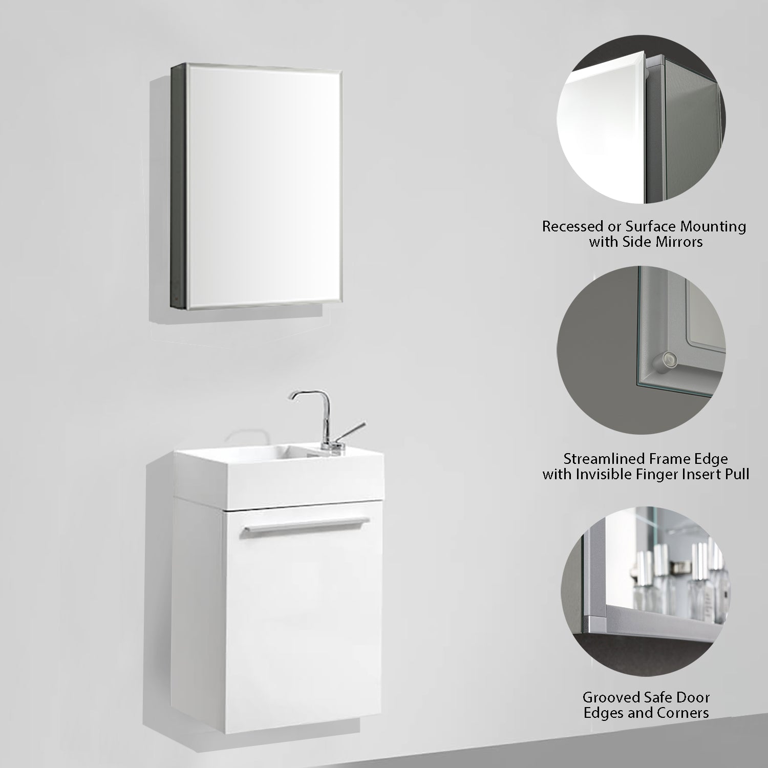 Aluminum Medicine Cabinet with Mirror - MC8 1620