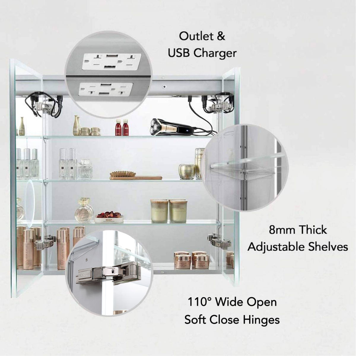 Blossom Sirius LED Medicine Cabinet with Clock MCL3