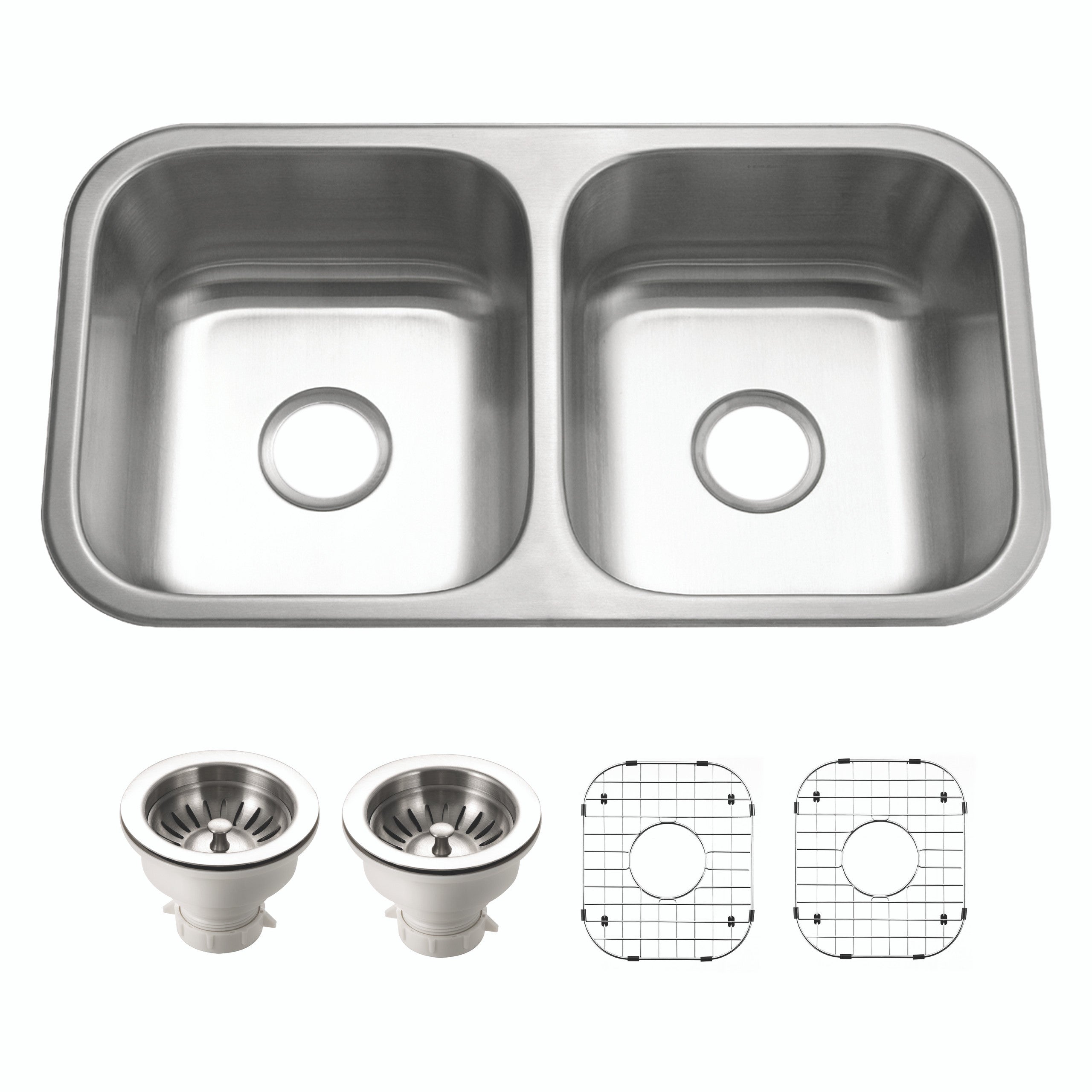 Houzer Medallion 31 inch Stainless Steel Undermount 50/50 Double Bowl Kitchen Sink - MD-3109