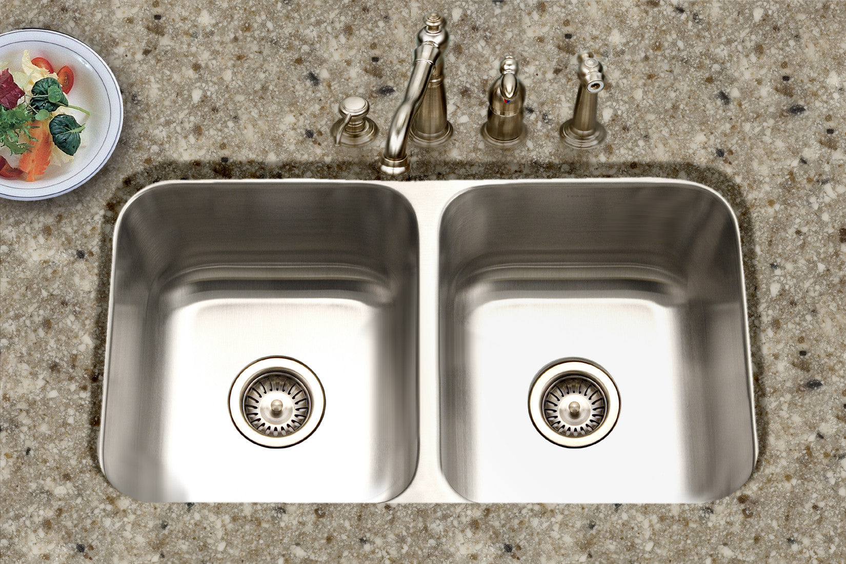 Houzer Medallion 31 inch Stainless Steel Undermount 50/50 Double Bowl Kitchen Sink - MD-3109