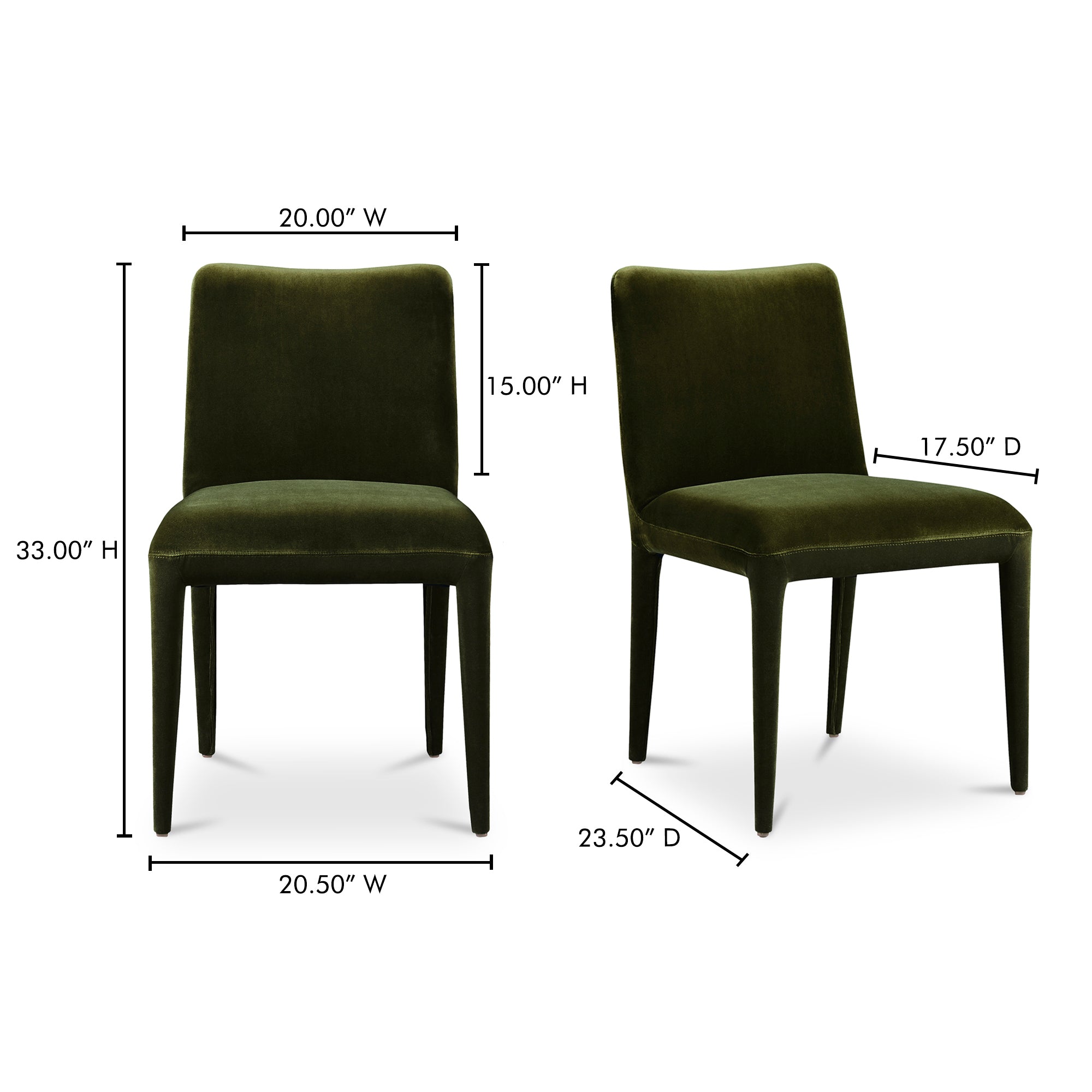 Moes Calla Dining Chair Green Velvet - Set Of Two ME-1062-27