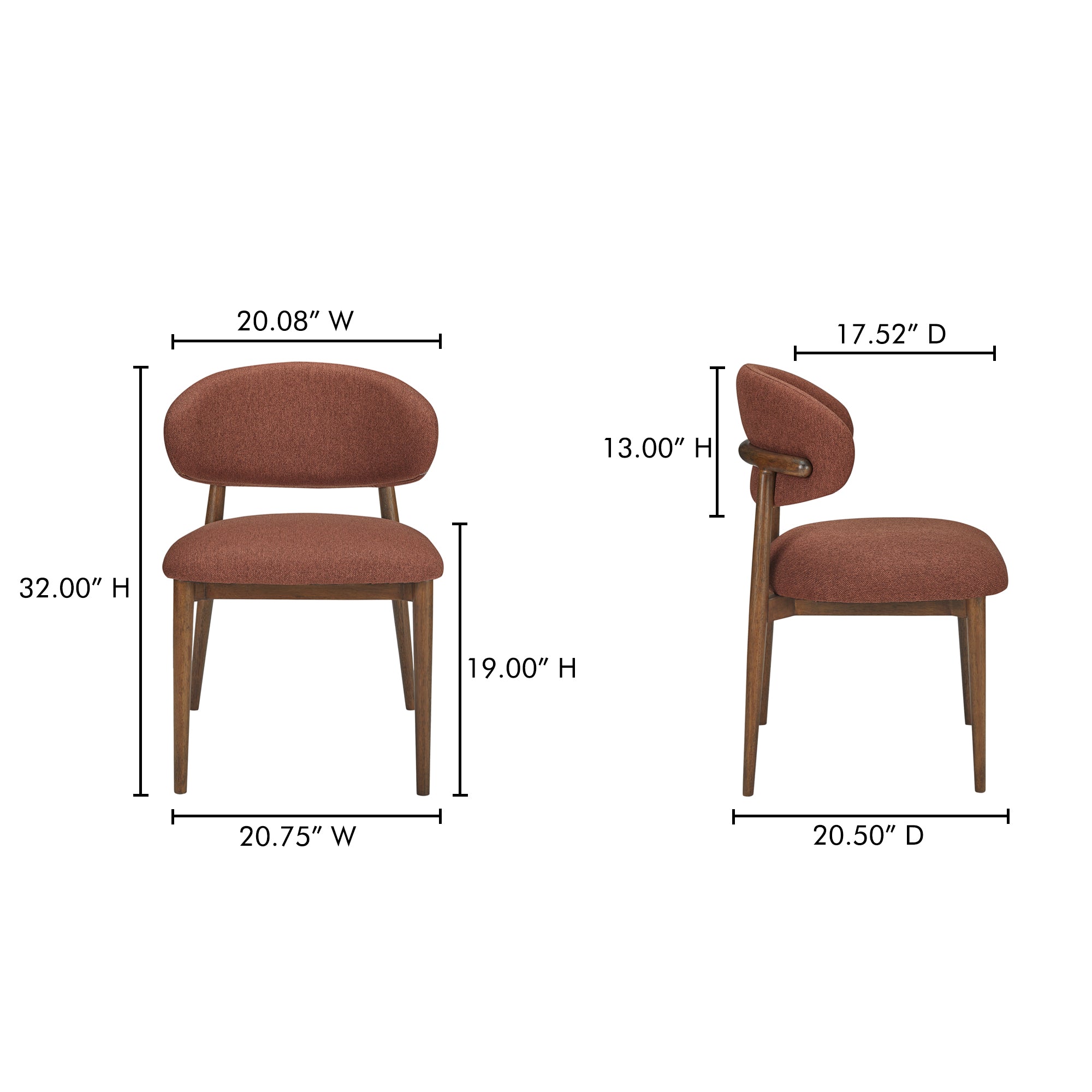 Moes Ellie Dining Chair Rust ME-1069-22