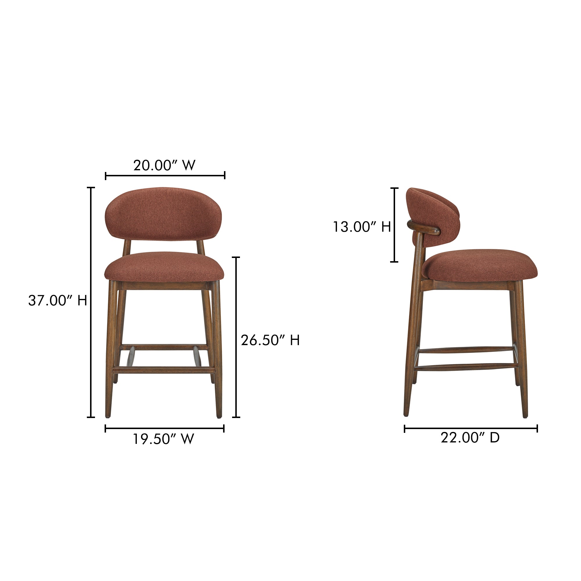 Moes Ellie Counter Stool Rust ME-1070-22