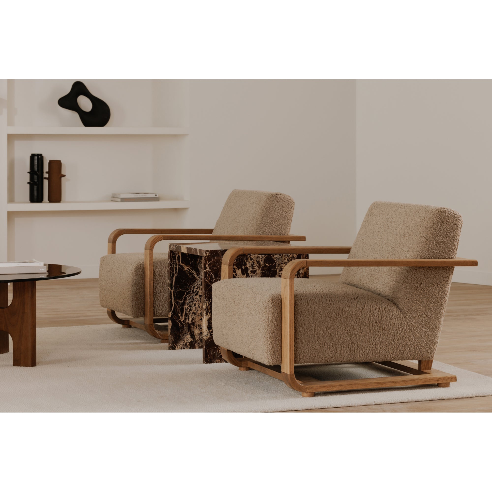 Moes Eckersley Lounge Chair Beige Faux Shearling ME-1073-34