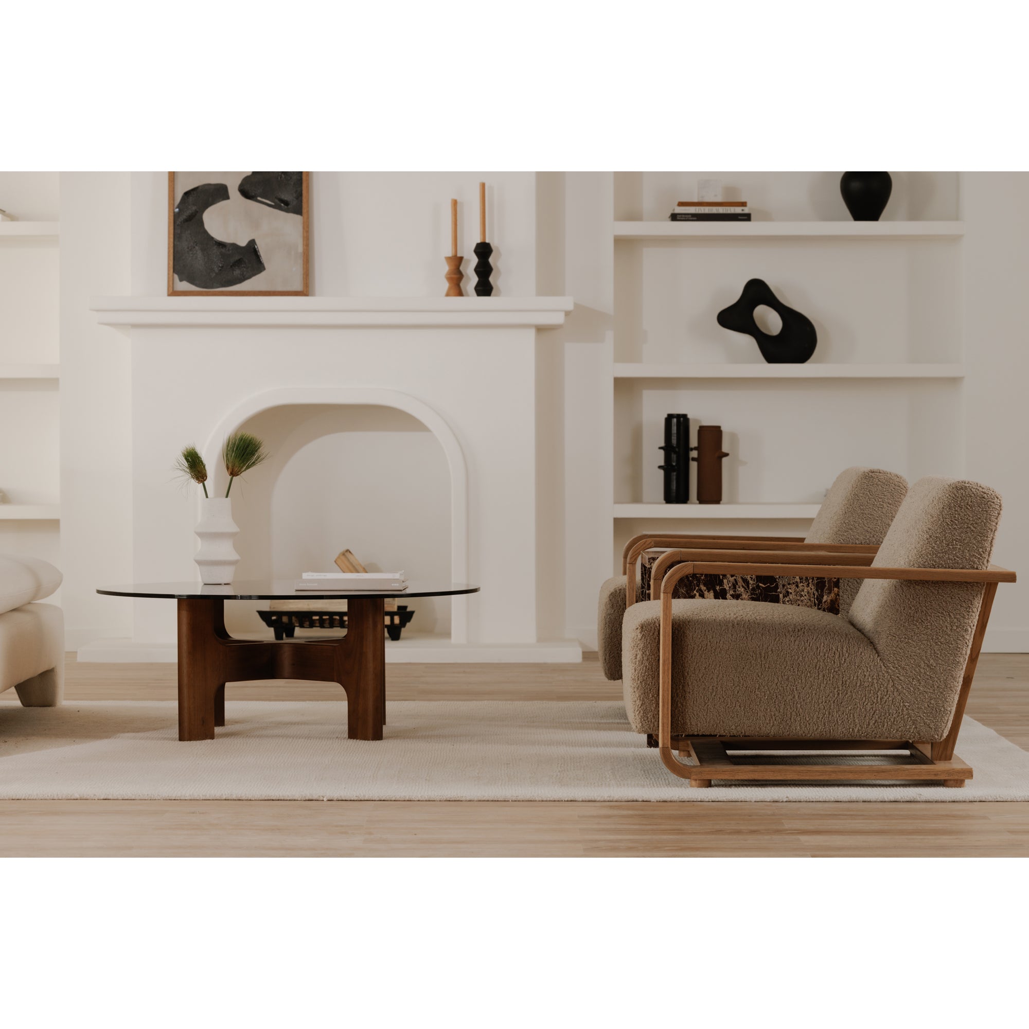 Moes Eckersley Lounge Chair Beige Faux Shearling ME-1073-34