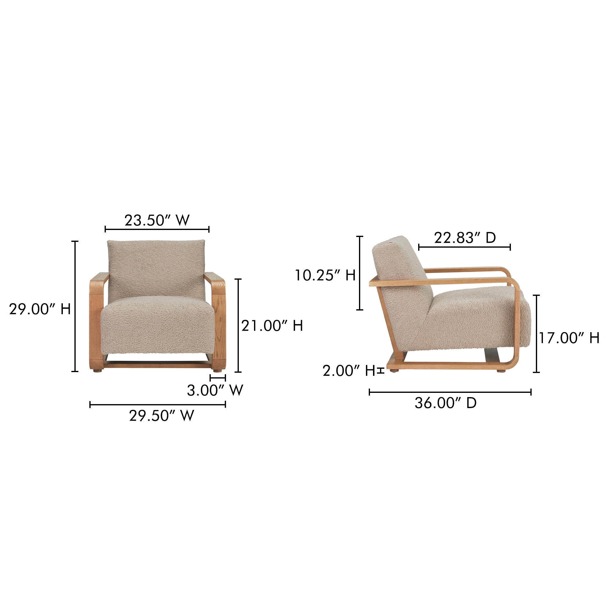 Moes Eckersley Lounge Chair Beige Faux Shearling ME-1073-34