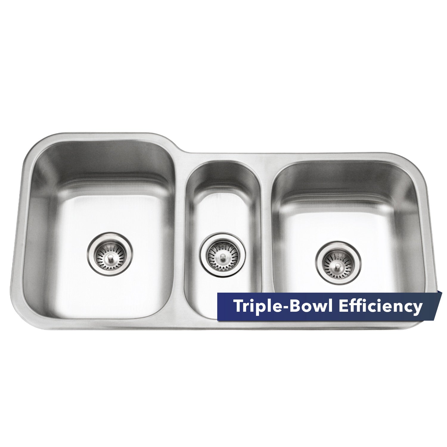 Houzer Medallion 40 inch Stainless Steel Undermount Triple Bowl Kitchen Sinks - MGT-4120