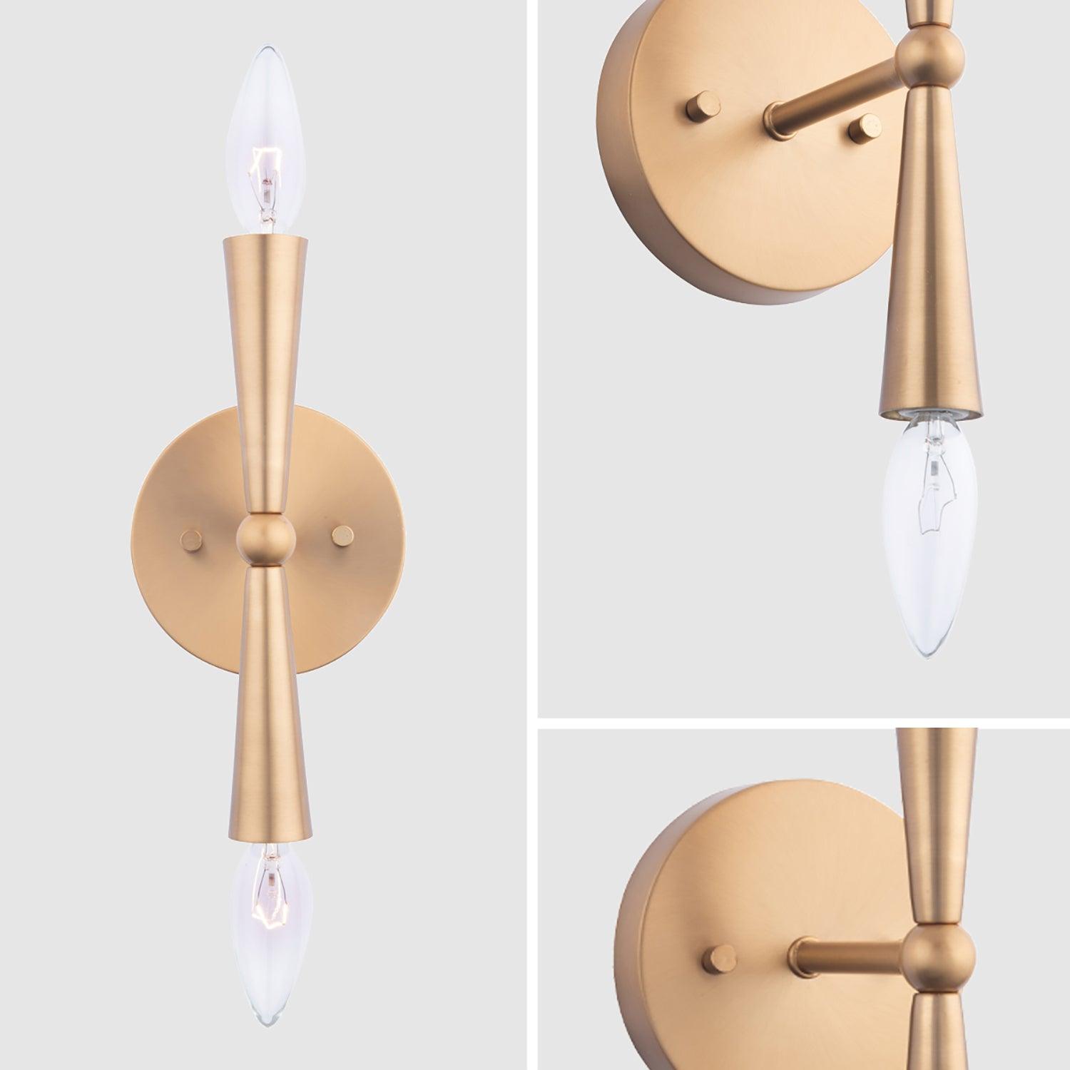 Mizu Mid-Century Modern Gold 2-Light Wall Sconce Light