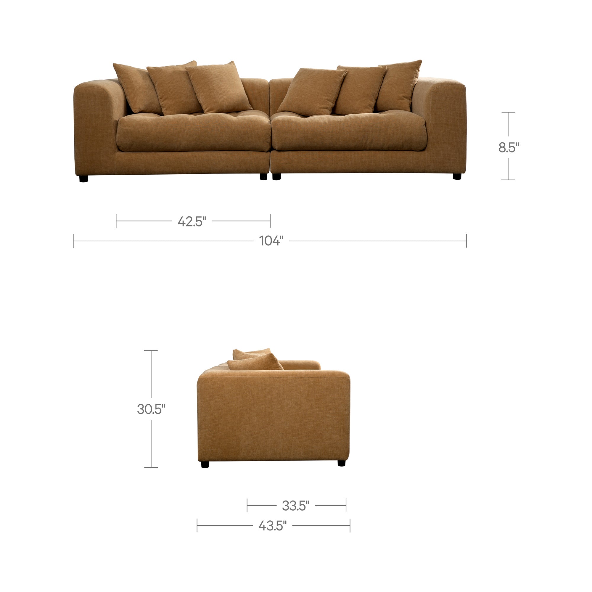 Moes Davie Sofa Golden Yellow MO-1024-09-0