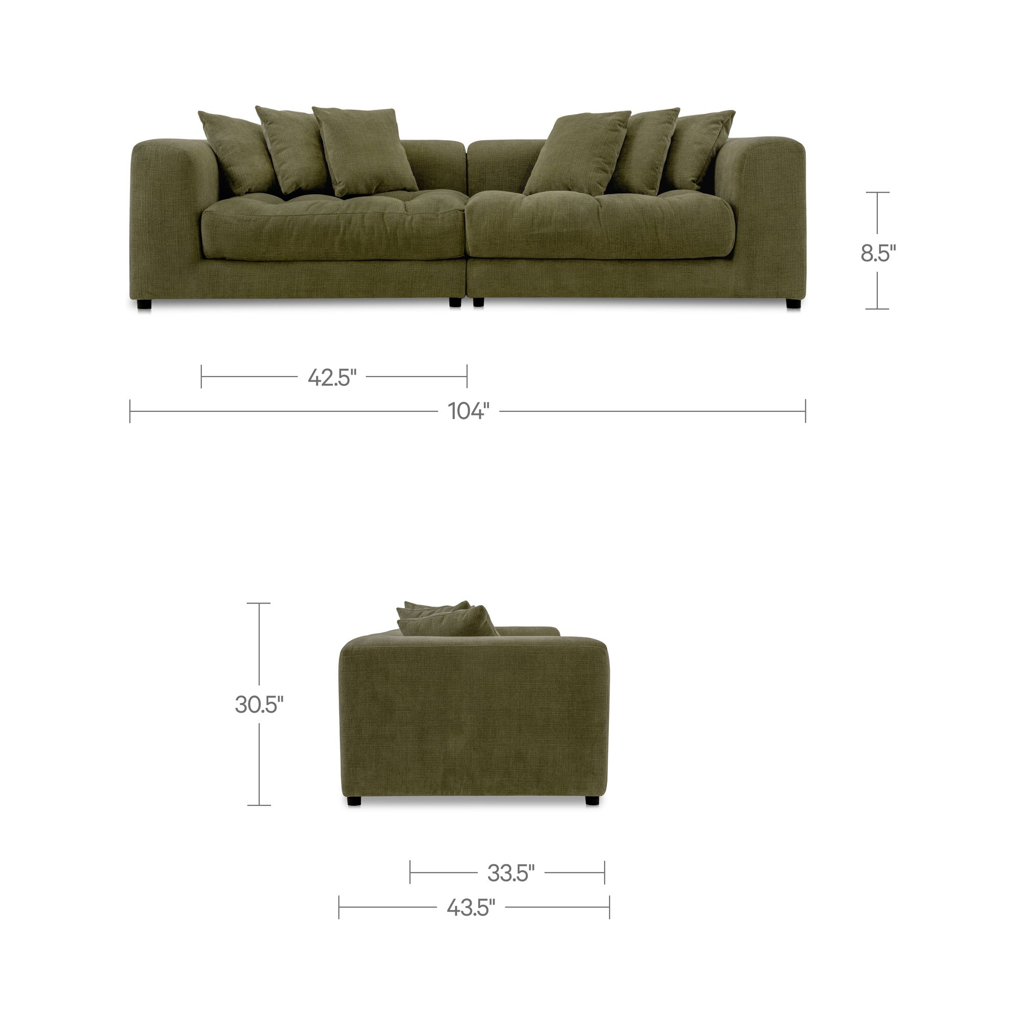 Moes Davie Sofa Olive MO-1024-16-0