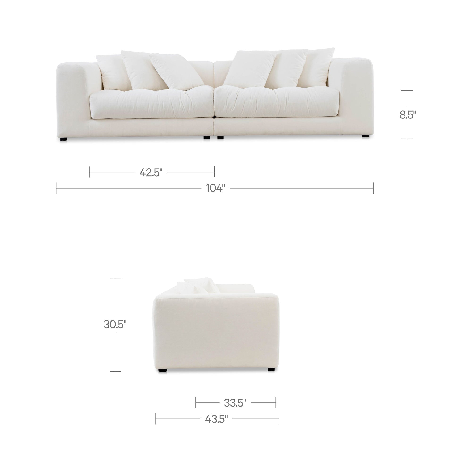 Moes Davie Sofa Warm White MO-1024-18-0