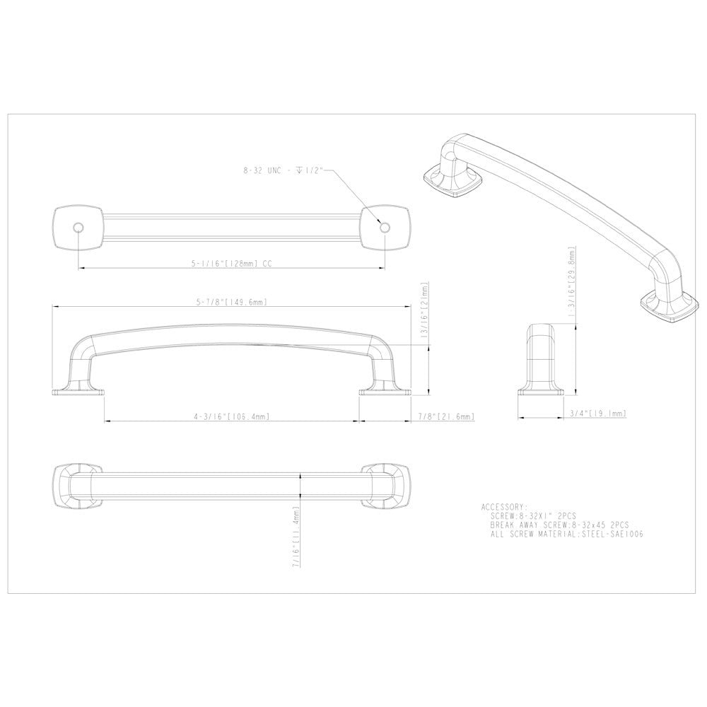 Hardware Resources 96 mm Center-to-Center Satin Nickel Belcastel 1 Cabinet Pull