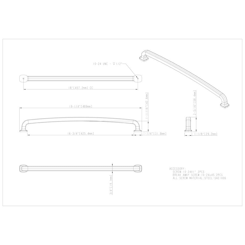 Hardware Resources 96 mm Center-to-Center Satin Nickel Belcastel 1 Cabinet Pull