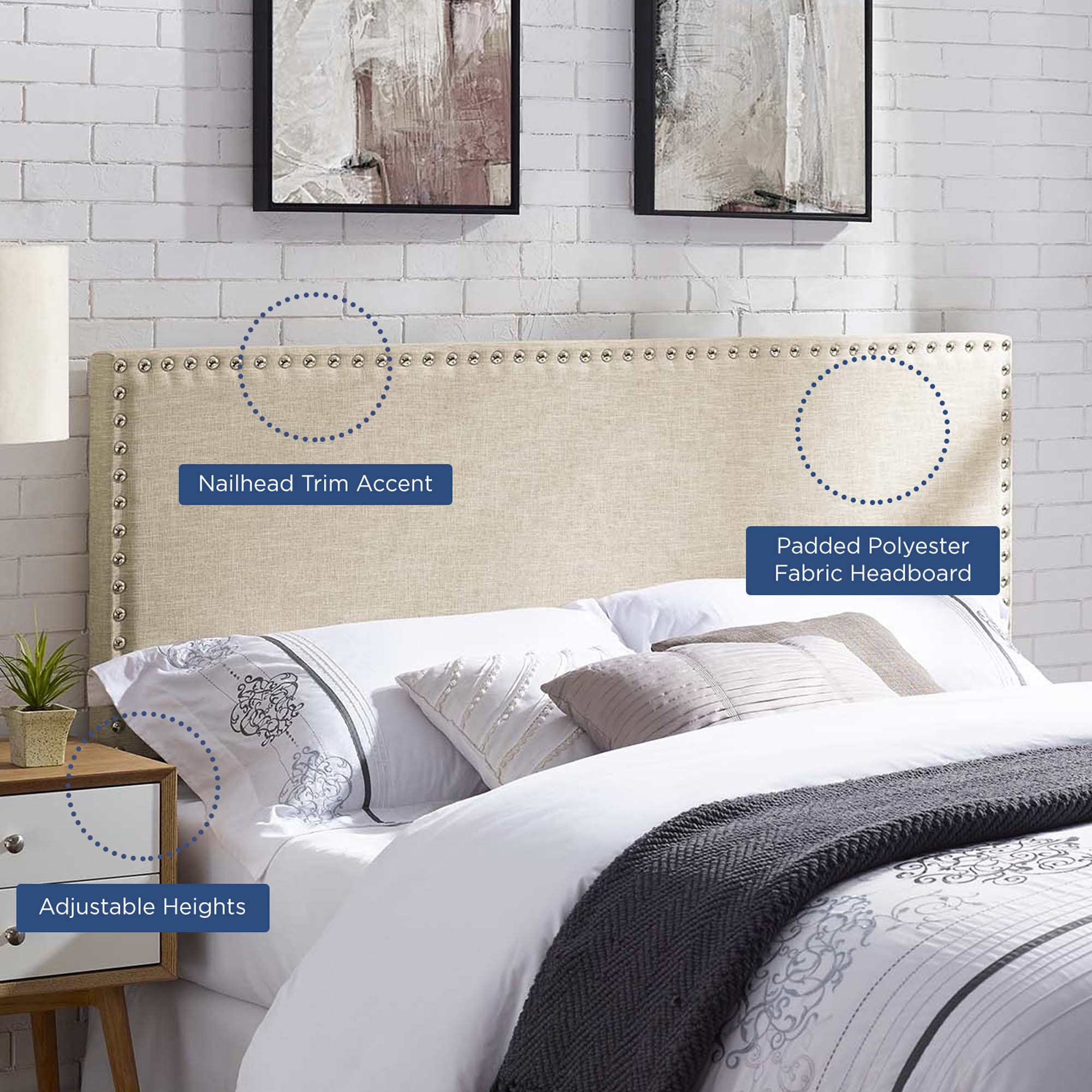 Modway Phoebe Upholstered Fabric Queen Headboard