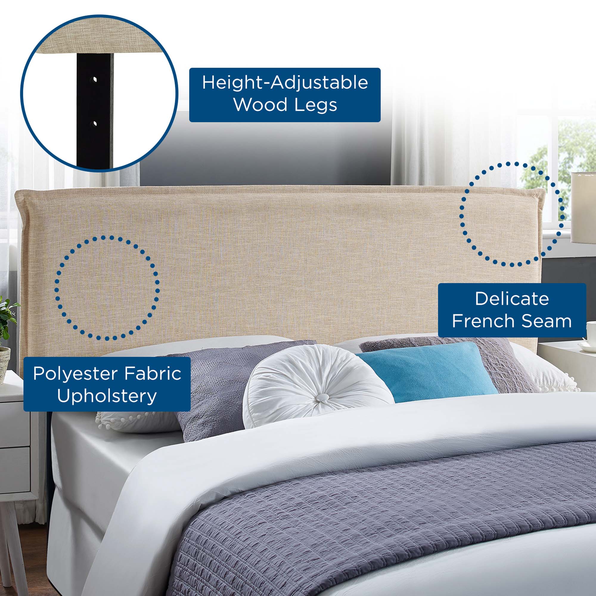 Modway Camille Upholstered Fabric Queen Headboard