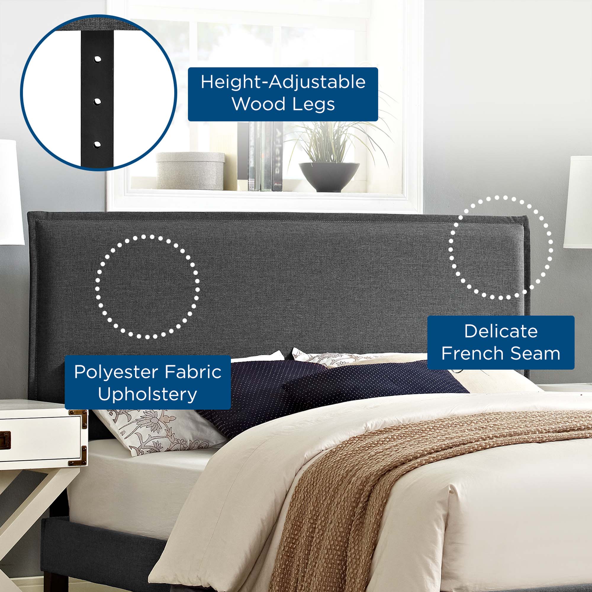 Modway Camille Upholstered Fabric Queen Headboard
