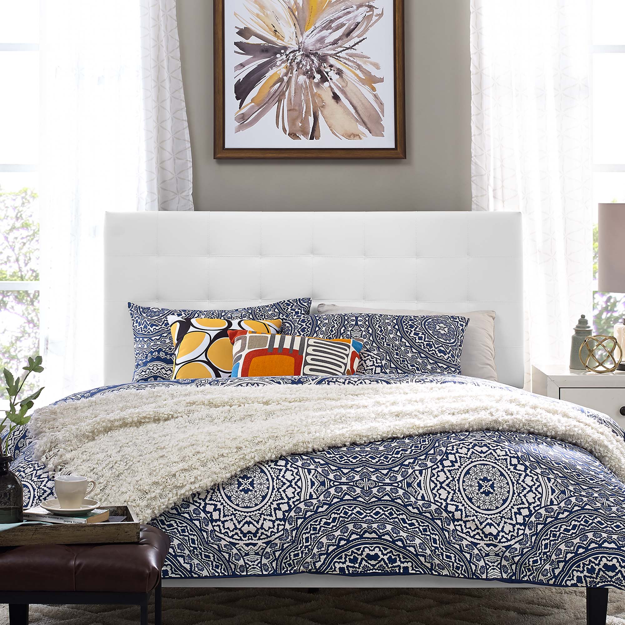 Modway Paisley Tufted Upholstered Faux Leather King and California King Headboard