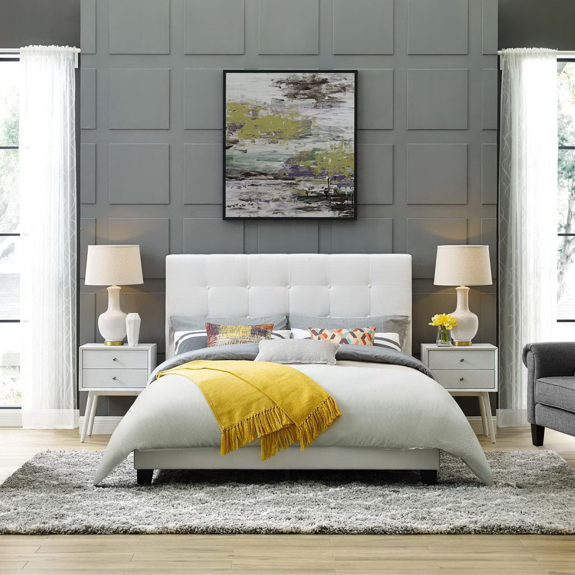Modway Melanie Tufted Button Upholstered Fabric Full Platform Bed