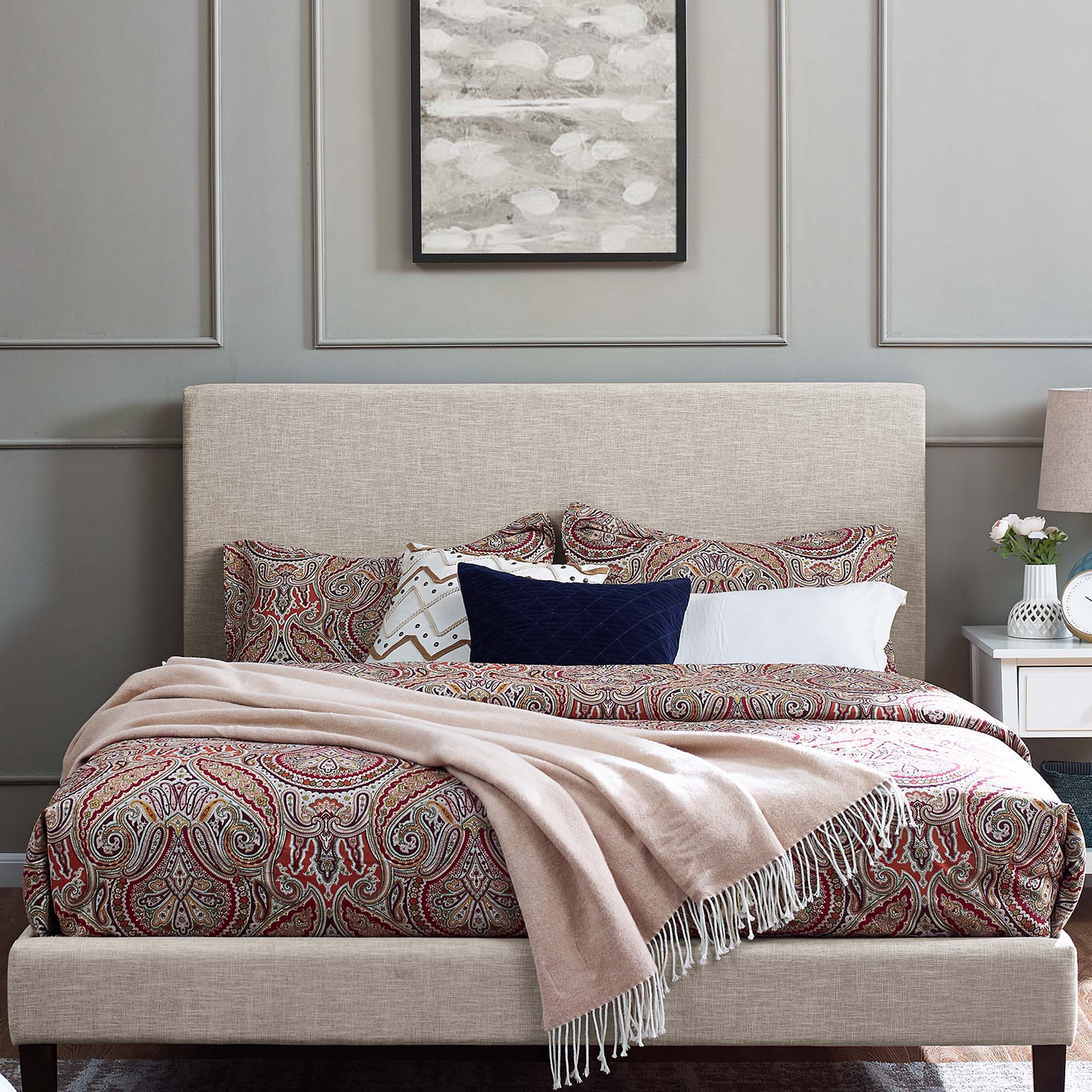 Modway Taylor Upholstered Linen Fabric Full / Queen Headboard