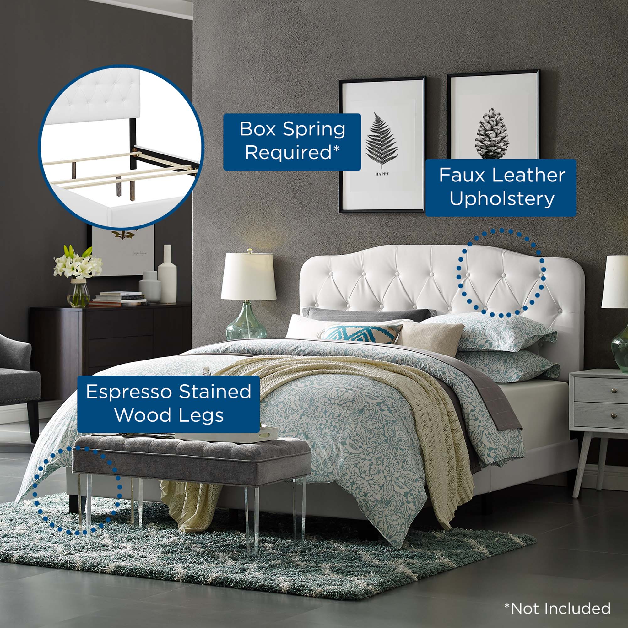 Modway Amelia Faux Leather Full Bed