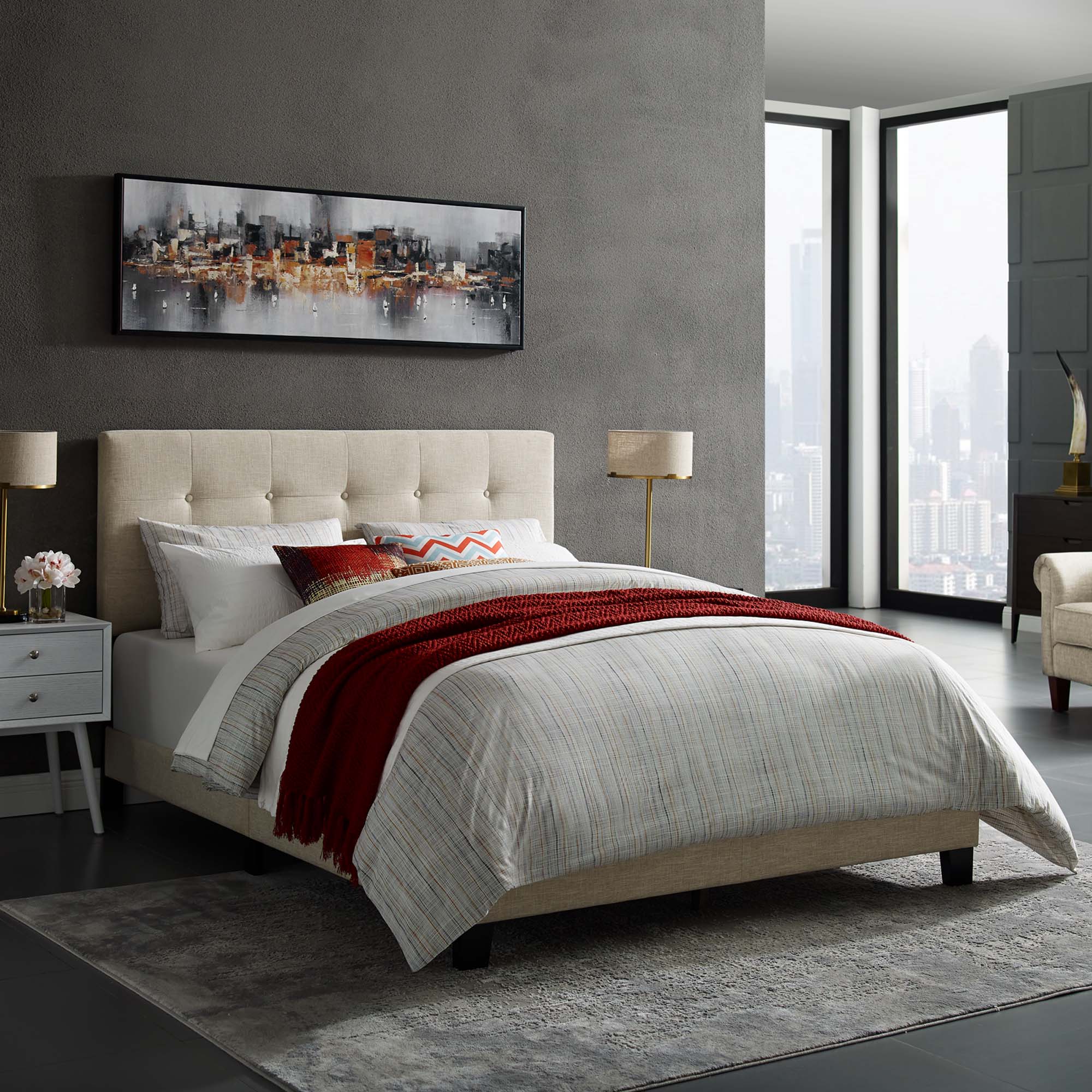 Modway Amira Upholstered Fabric Full Bed