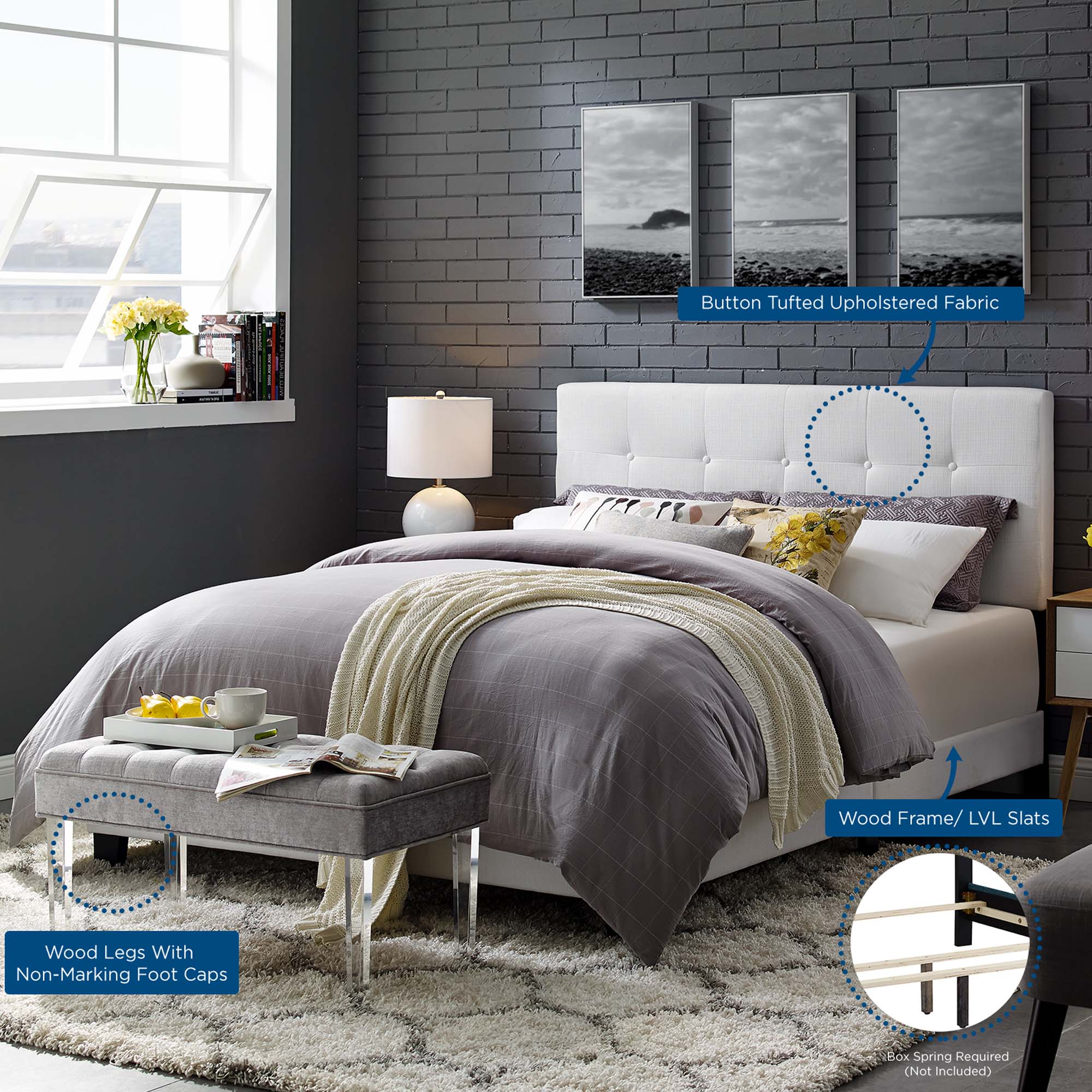 Modway Amira Upholstered Fabric Full Bed