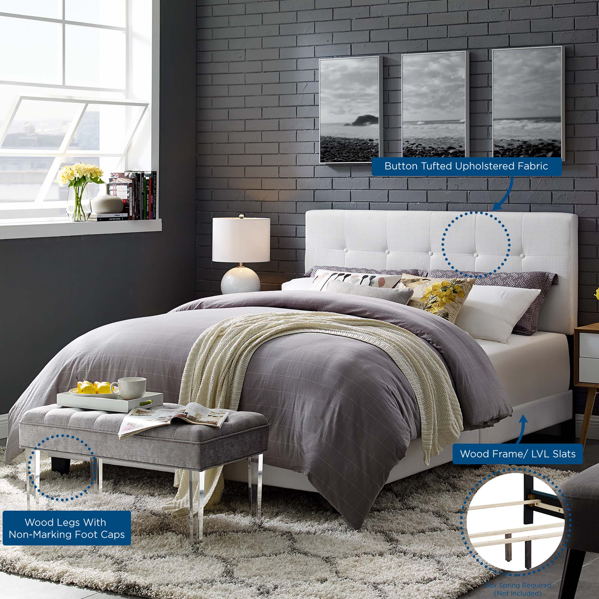 Modway Amira Upholstered Fabric Queen Bed