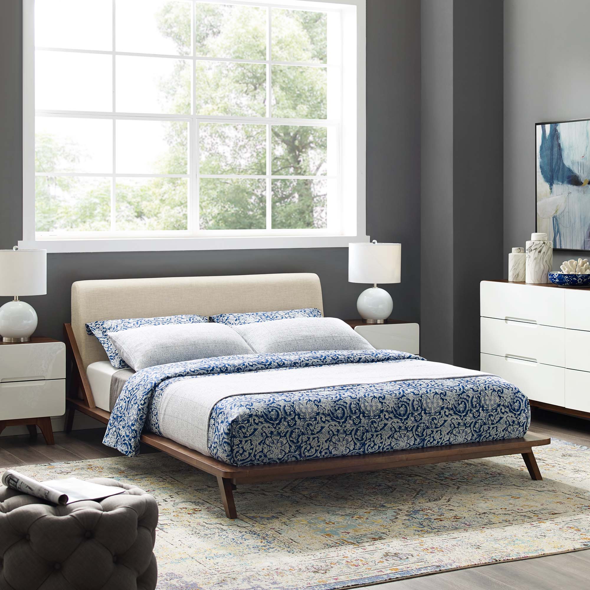 Modway Luella Upholstered Fabric Queen Platform Bed