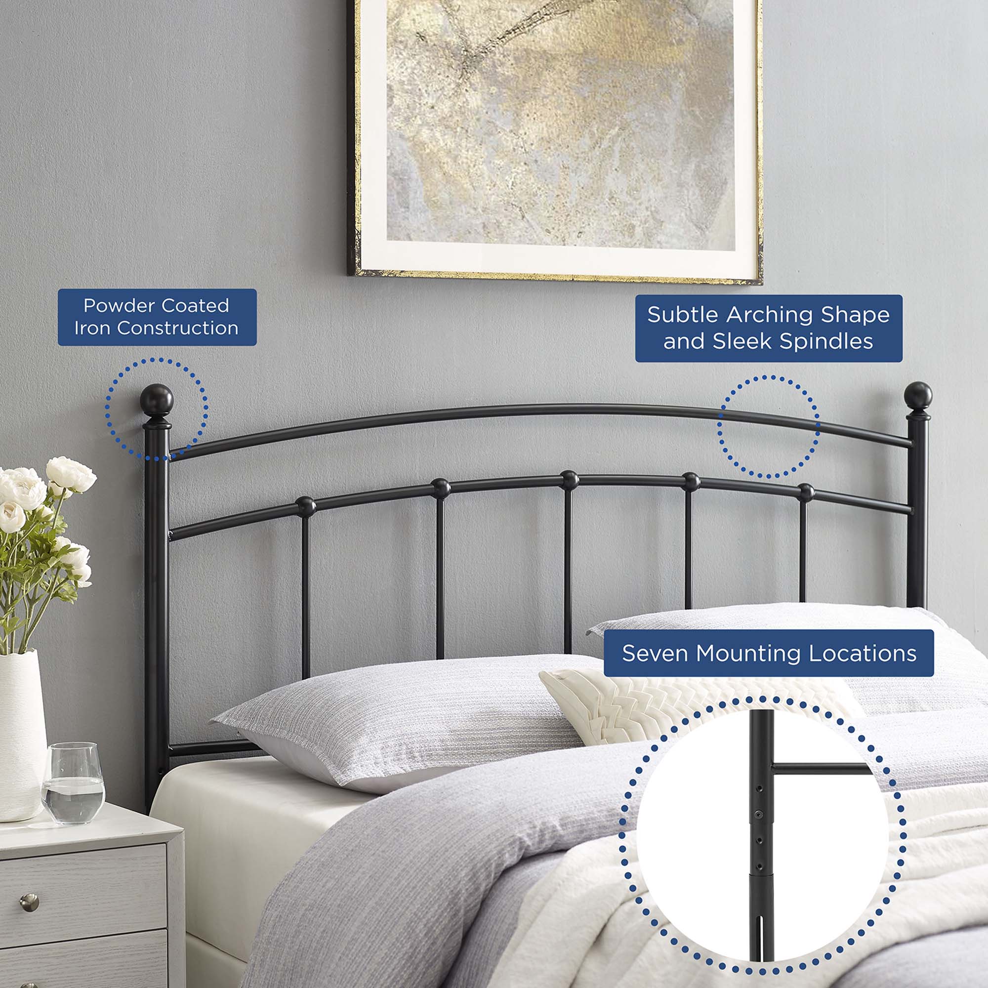 Modway Abigail Metal Twin Headboard