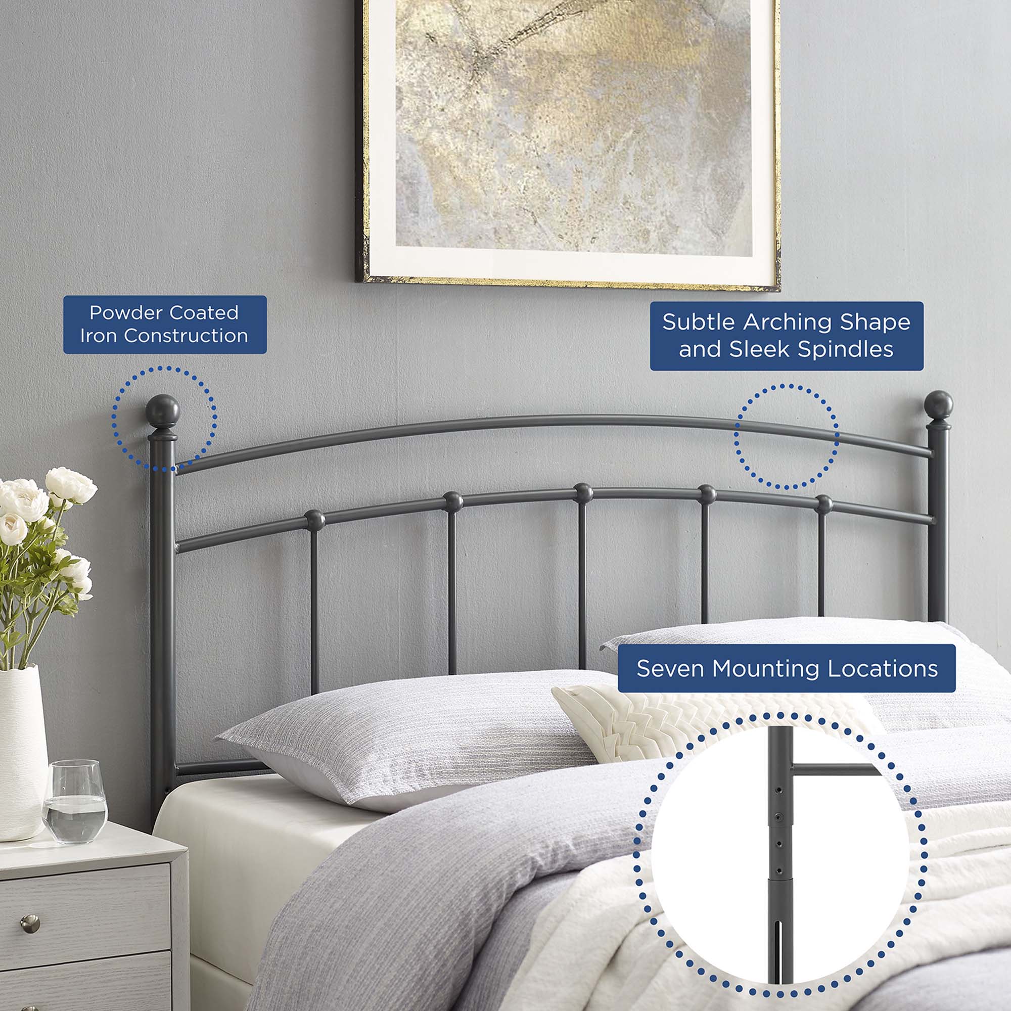 Modway Abigail Metal Twin Headboard