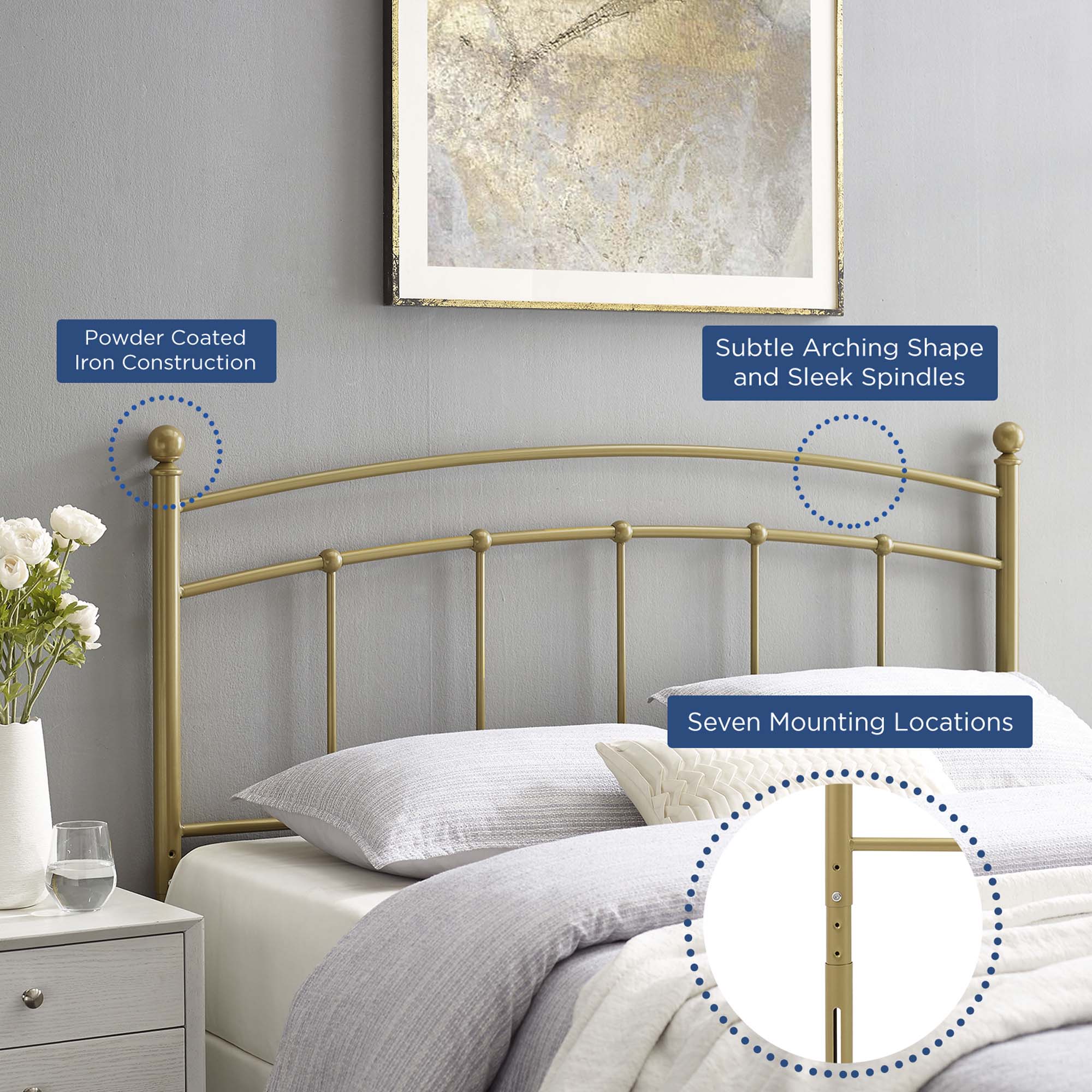 Modway Abigail Metal King Headboard