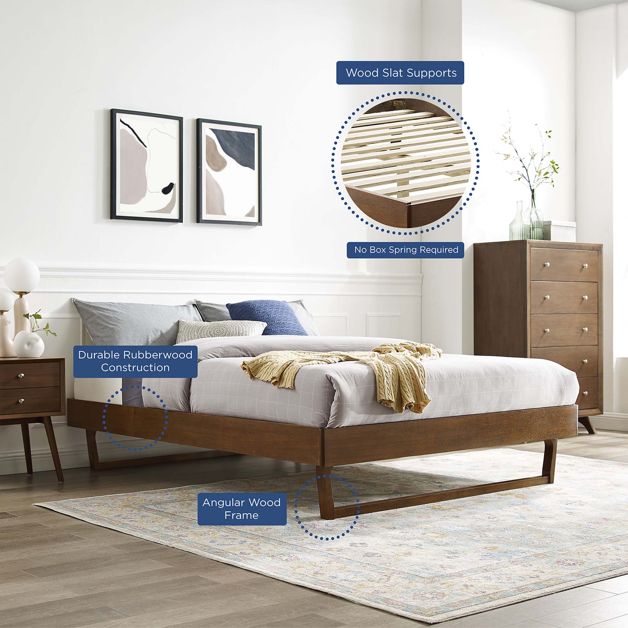 Modway Billie Wood King Platform Bed Frame
