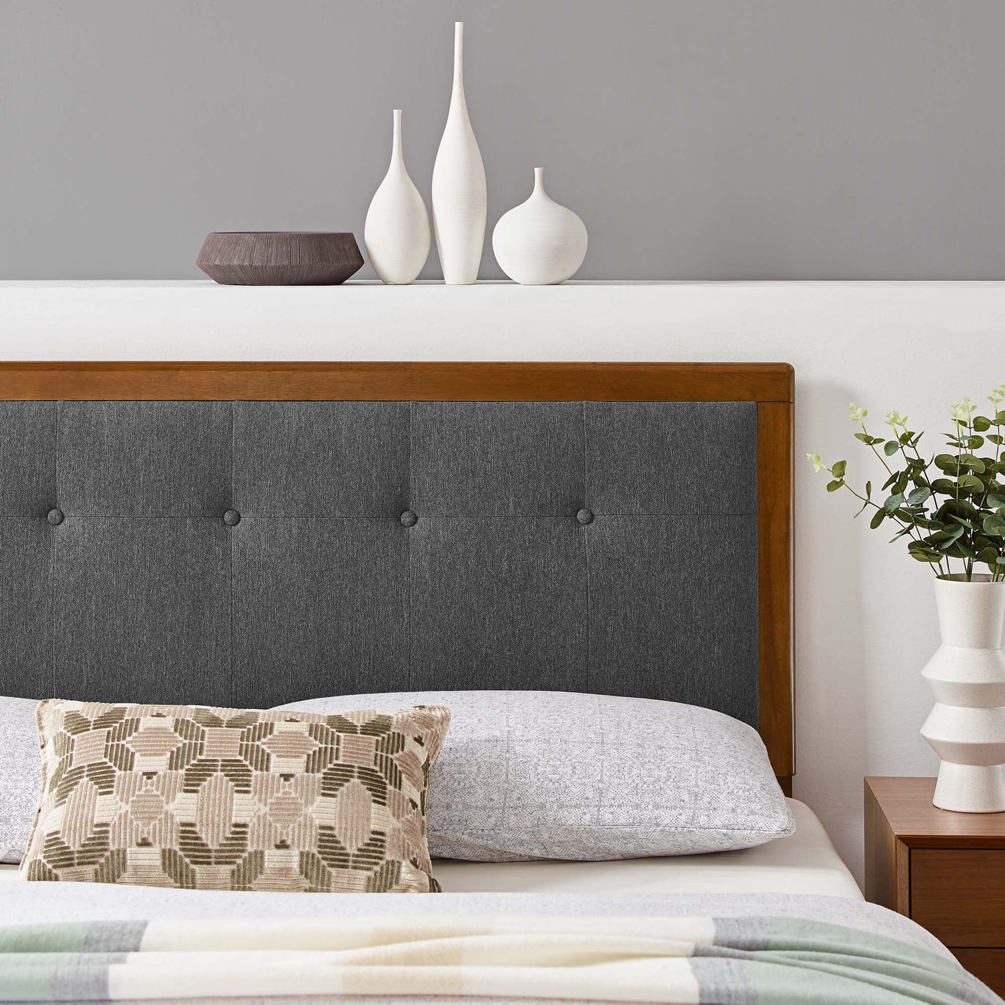 Modway Draper Tufted Fabric and Wood Full Headboard