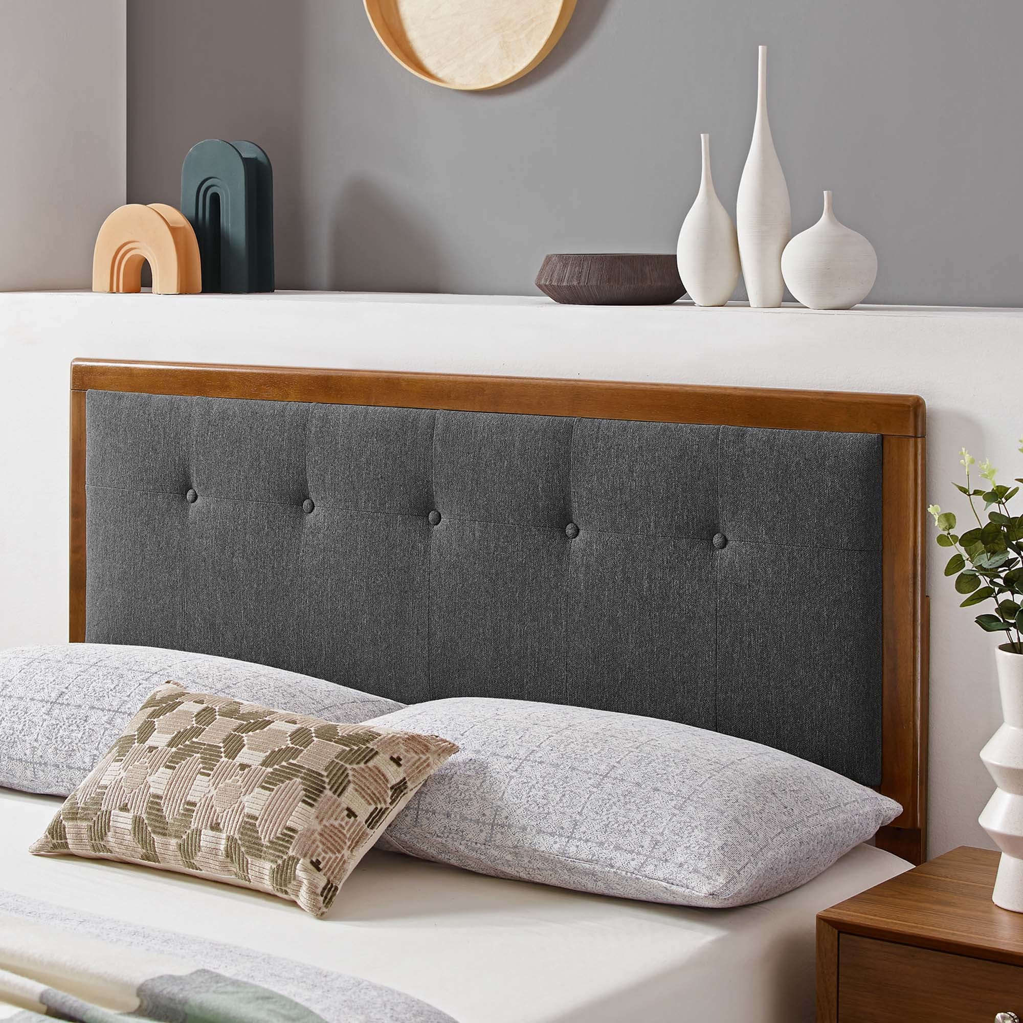Modway Draper Tufted Fabric and Wood Full Headboard